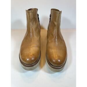 Size 11 Bed Stu Lydyi Leather Ankle Boots Zipper Platform Light Tan Brown
